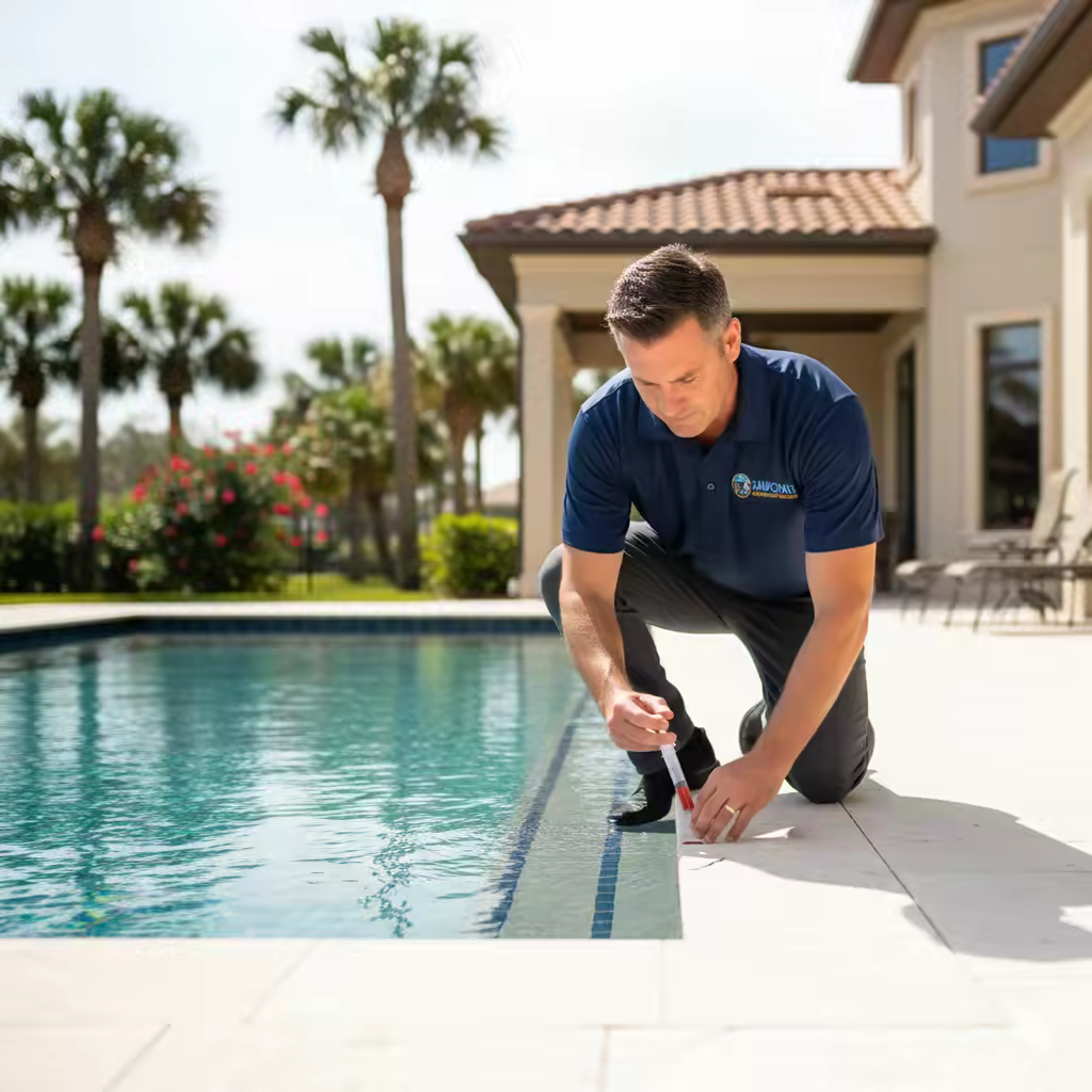 Sawgrass technician performing pool dye testing